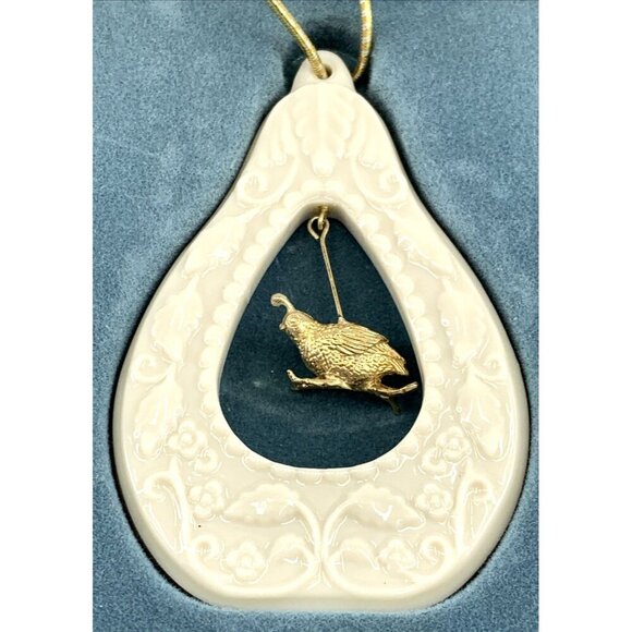 Lenox Christmas Tree Ornament Partridge in a Pear Tree Porcelain Brass 3" - Picture 4 of 5